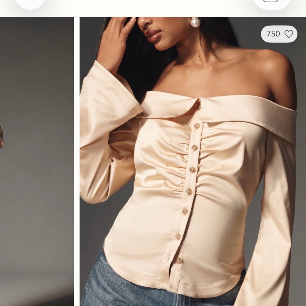 Anthropologie Gold Off the Shoulder Top